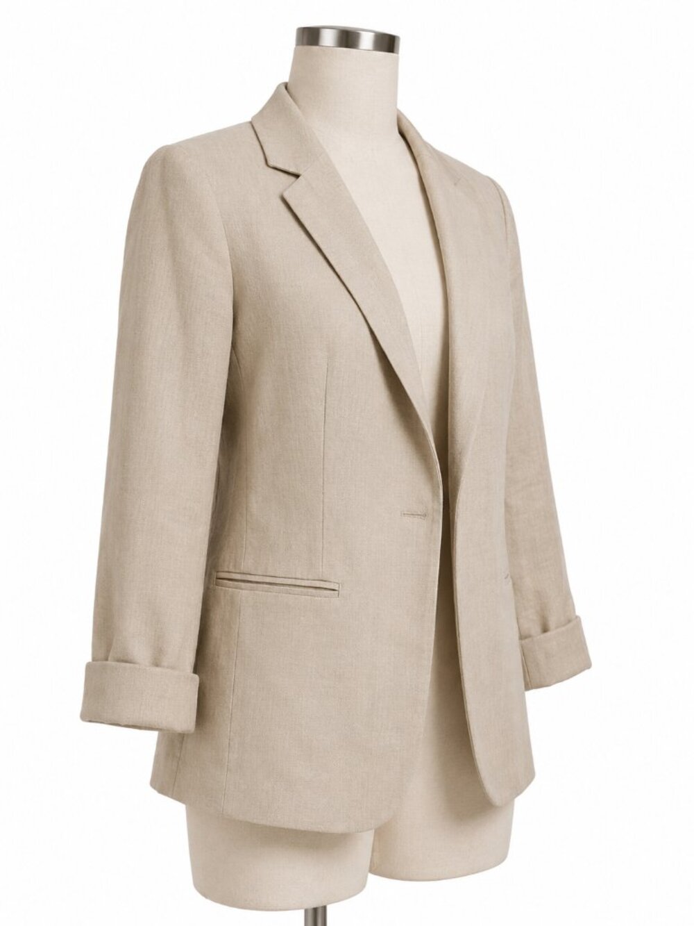 Rachel Zoe Linen Cotton Boyfriend Blazer Large Tan Oatmeal - Picture 5 of 8